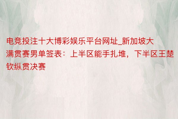 电竞投注十大博彩娱乐平台网址_新加坡大满贯赛男单签表:上半区能手扎堆,下半区王楚钦纵贯决赛