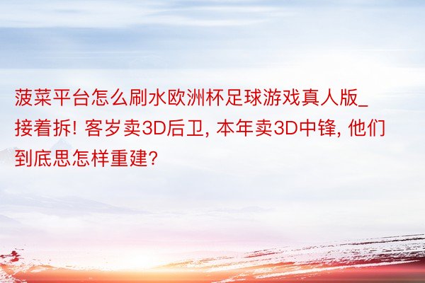 菠菜平台怎么刷水欧洲杯足球游戏真人版_接着拆! 客岁卖3D后卫, 本年卖3D中锋, 他们到底思怎样重建?