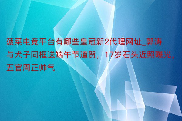 菠菜电竞平台有哪些皇冠新2代理网址_郭涛与犬子同框送端午节道贺,17岁石头近照曝光,五官周正帅气