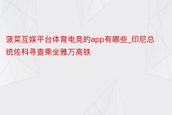 菠菜互娱平台体育电竞的app有哪些_印尼总统佐科寻查乘坐雅万高铁