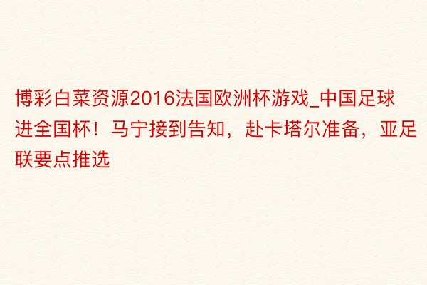 博彩白菜资源2016法国欧洲杯游戏_中国足球进全国杯!马宁接到告知,赴卡塔尔准备,亚足联要点推选
